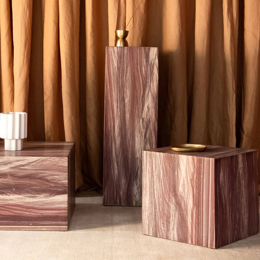 Stage Marble Side Table Low - Crimson Sandstone