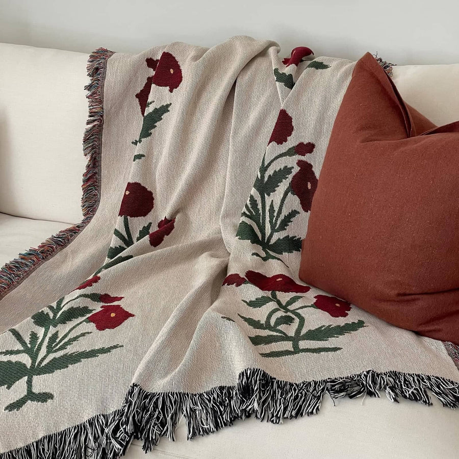 Throw Blanket - Red Gardenias